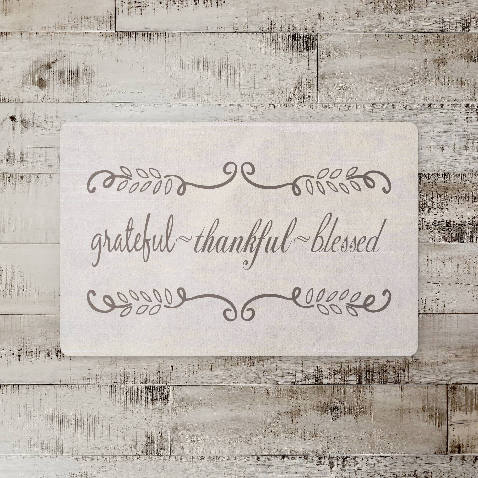 Grateful Thankful Blessed Floor Mat
